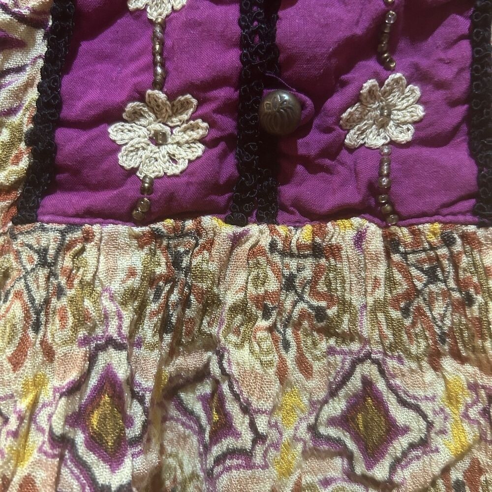 Dressbarn Blouse Womens 1X V Neck Multicolor Beaded Embroidery Boho Hippie *Flaw - Picture 4 of 11
